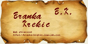 Branka Krekić vizit kartica